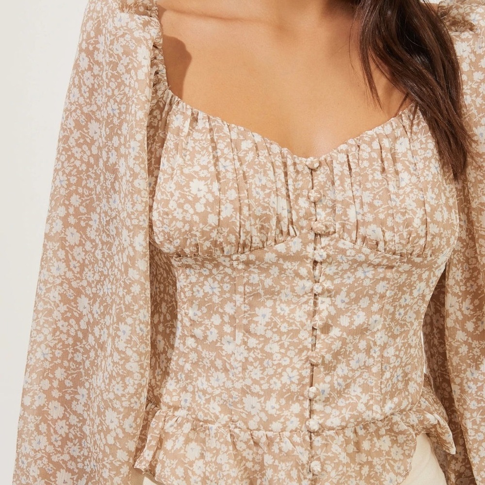 Astr Beige Floral Blouse